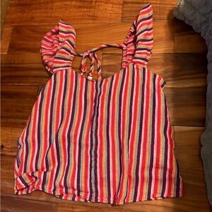 Liverpool Los Angeles Multicolor Striped Ruffle Sleeve Tie-Back Top | Size‎ 0227